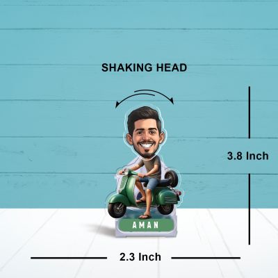 Personalized Funny Face Cutout Caricature with Shaking Head Feature & Custom with Name Battery Powered Bobblehead Figurine for Car Dashboard, Office Table, Home Decor Gift for Friends